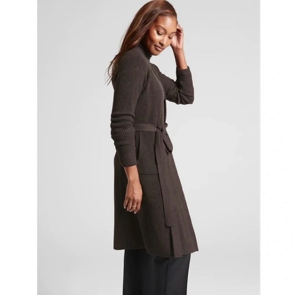 Athleta Scenic Wrap Merino Wool Blend Cardigan in Walnut Brown Size Medium - Picture 3 of 14